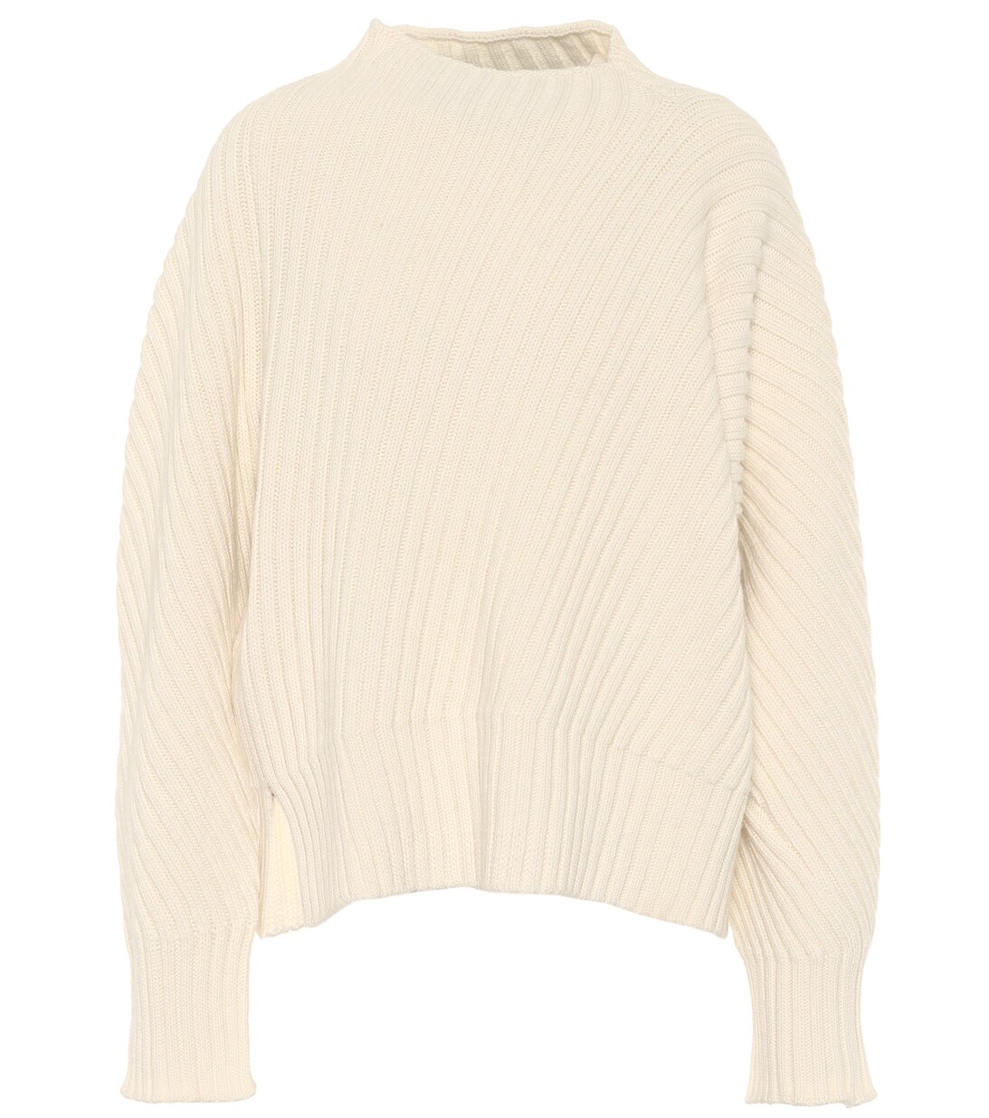 Oversized Ribbed Knit Wool Sweater in White - Jil Sander | Mytheresa