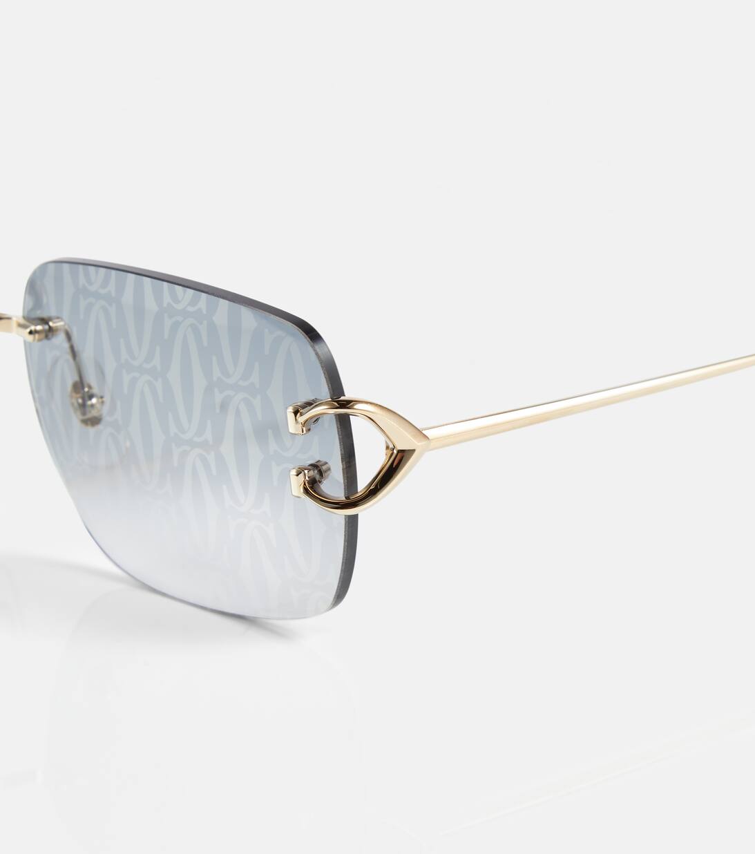 Rectangular Sunglasses in Grey Cartier Eyewear Collection Mytheresa