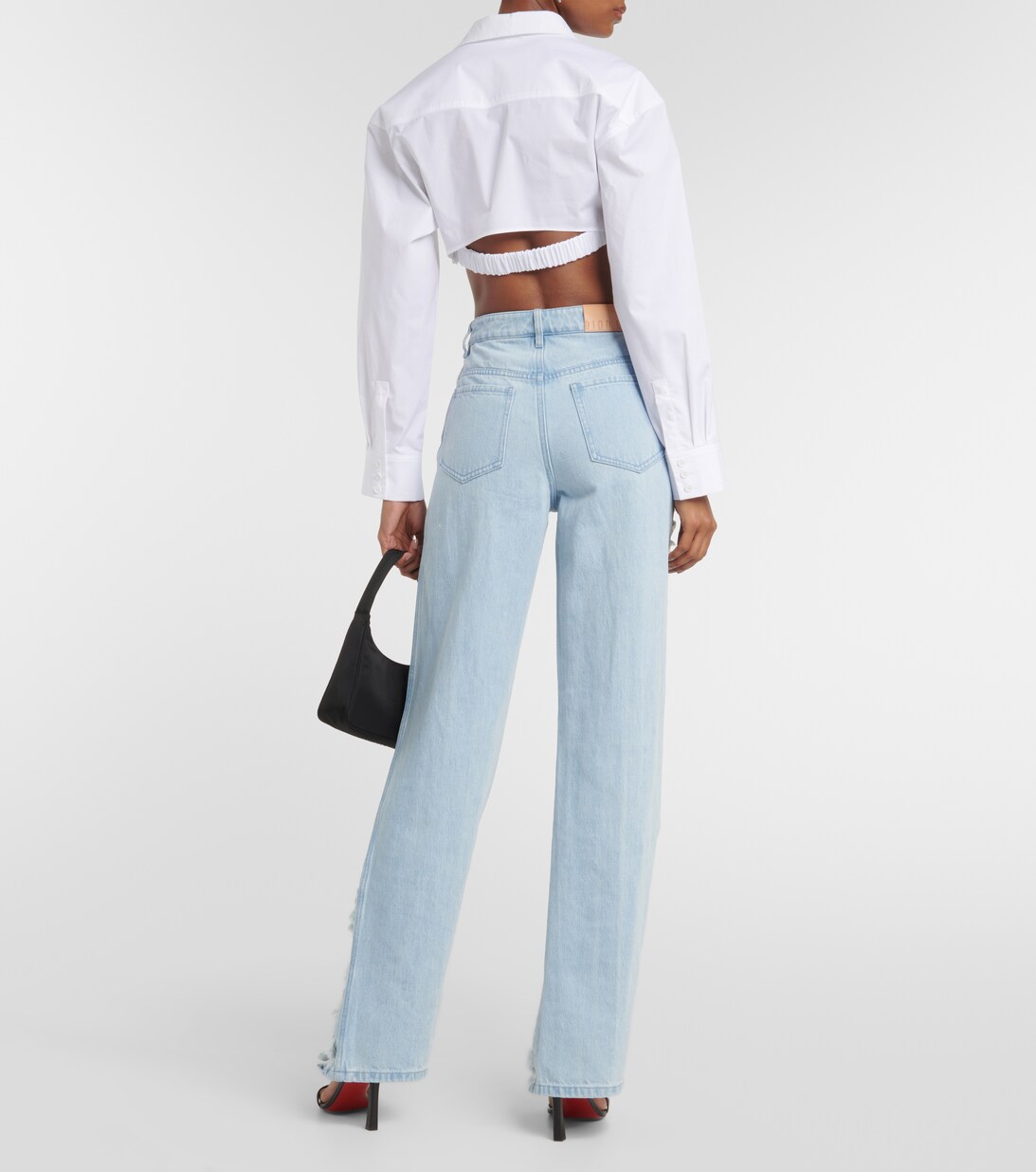 Distressed Wide Leg Low Rise Jeans