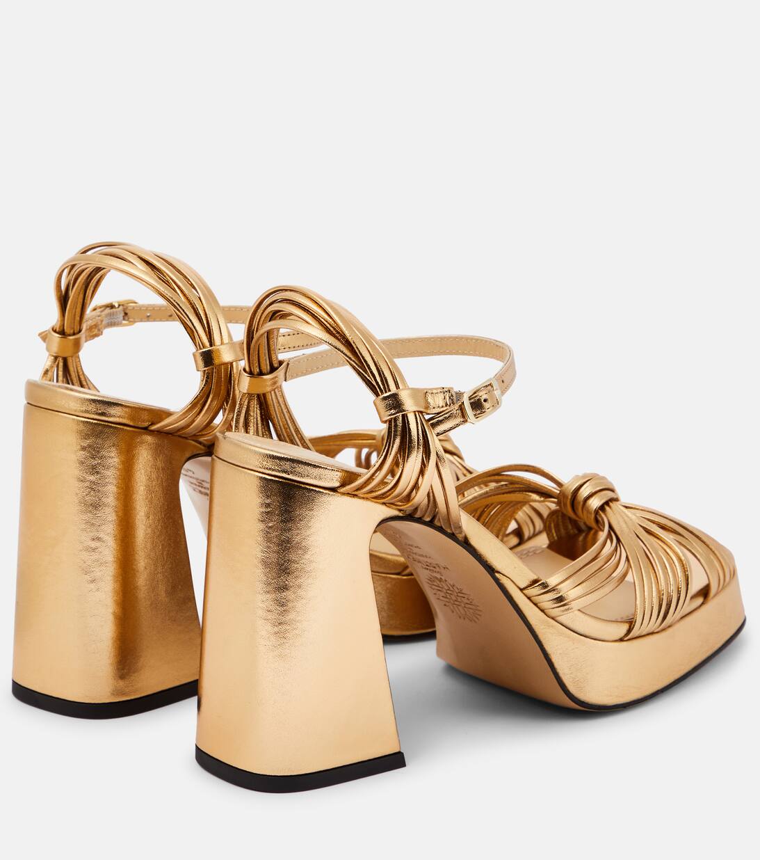 Springs Metallic Leather Platform Sandals in Gold - Souliers Martinez ...