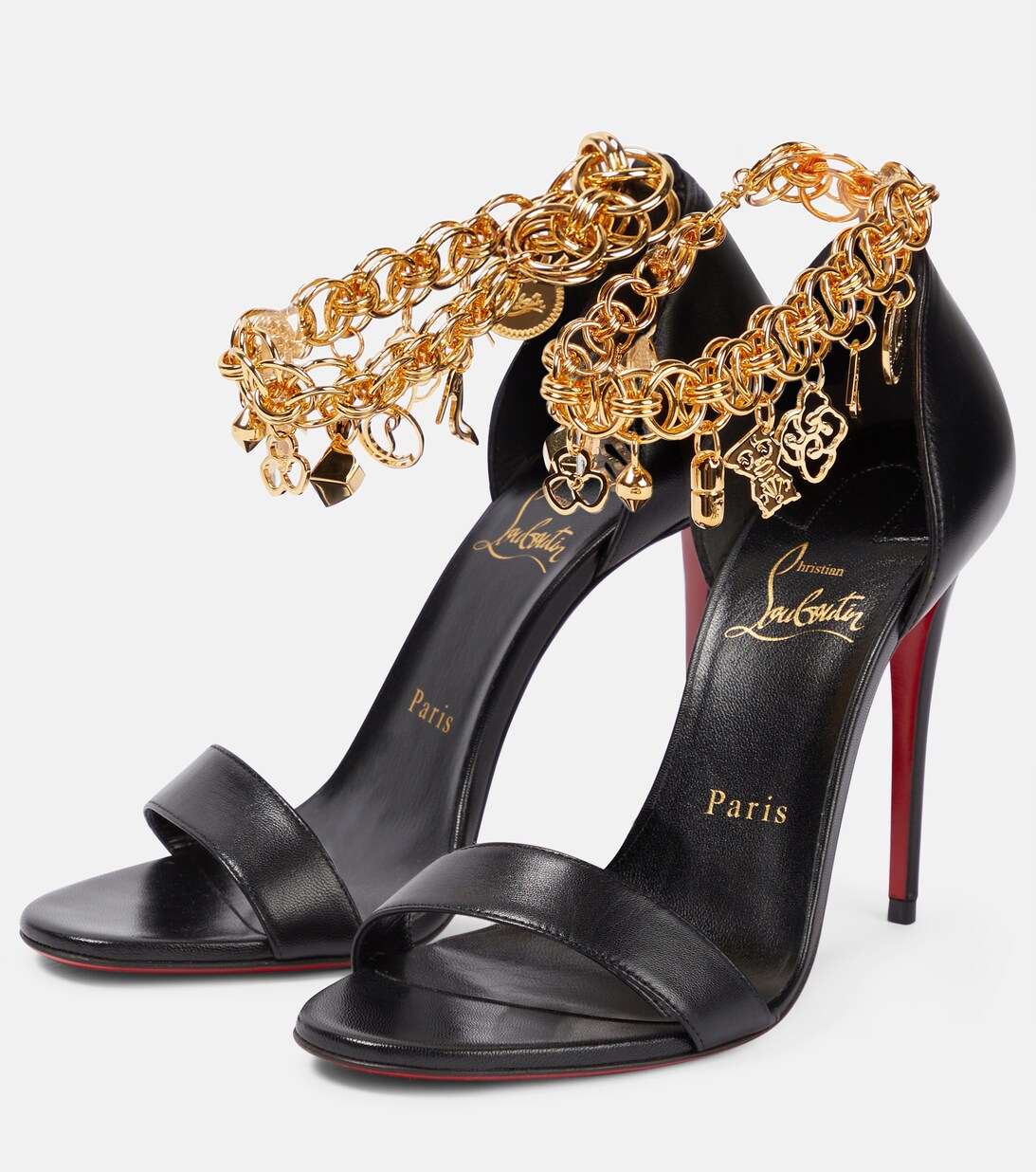 Gourmi 100 Embellished Leather Sandals in Black - Christian Louboutin |  Mytheresa
