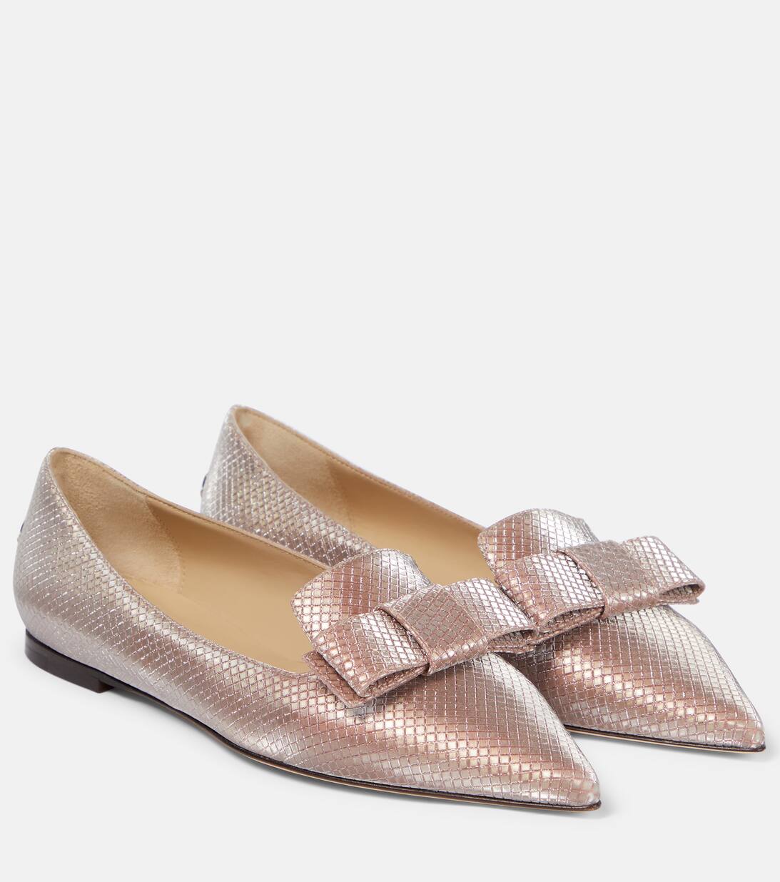 Gala Bow Embellished Ballet Flats in Pink Jimmy Choo Mytheresa