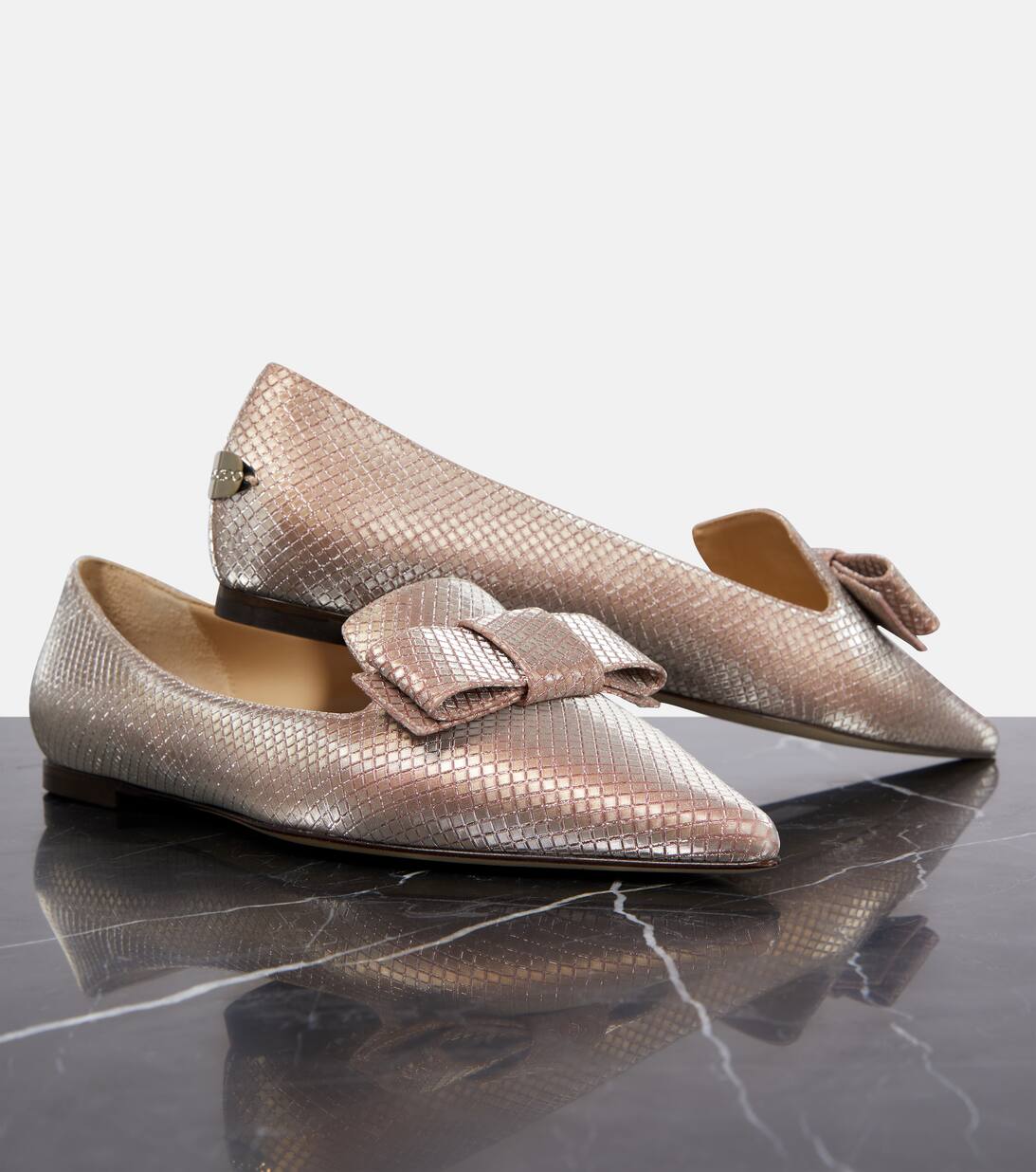 Gala Bow Embellished Ballet Flats in Pink Jimmy Choo Mytheresa