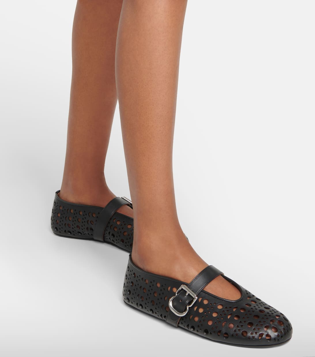 Vienne Leather Ballet Flats in Black Alaia Mytheresa