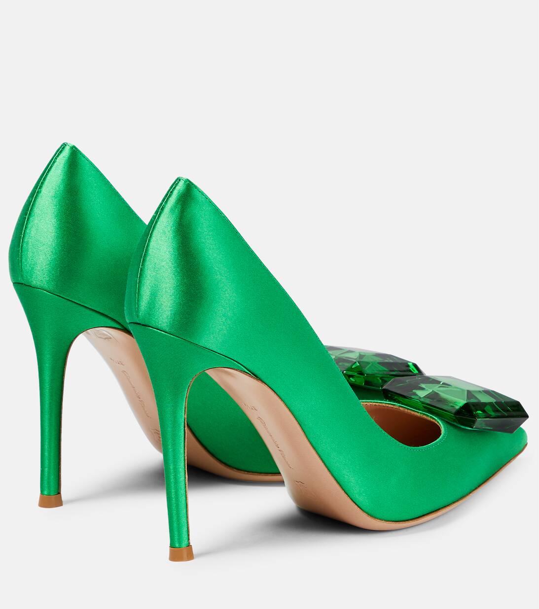 Embellished Satin Pumps in Green Gianvito Rossi Mytheresa