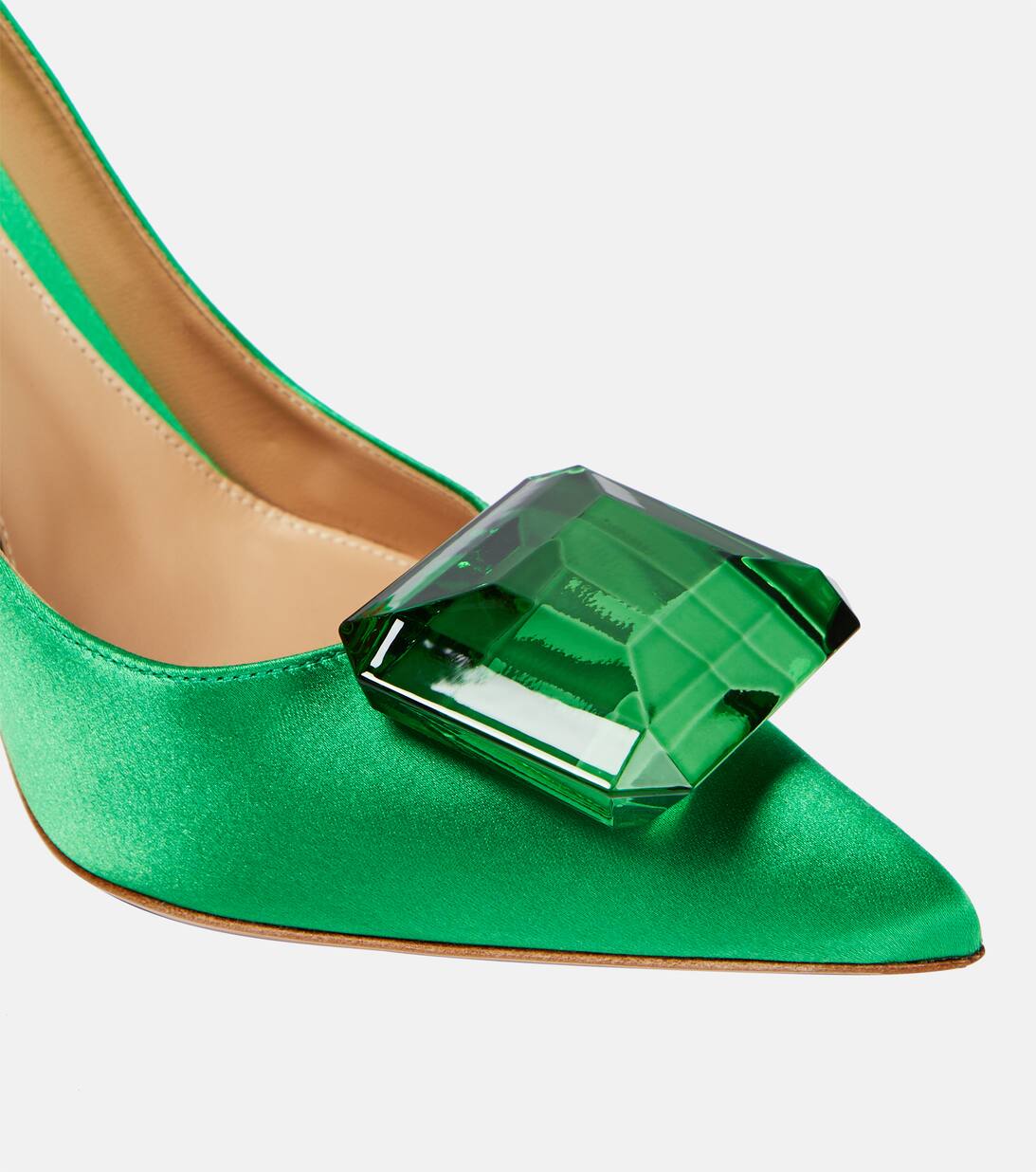 Embellished Satin Pumps in Green Gianvito Rossi Mytheresa