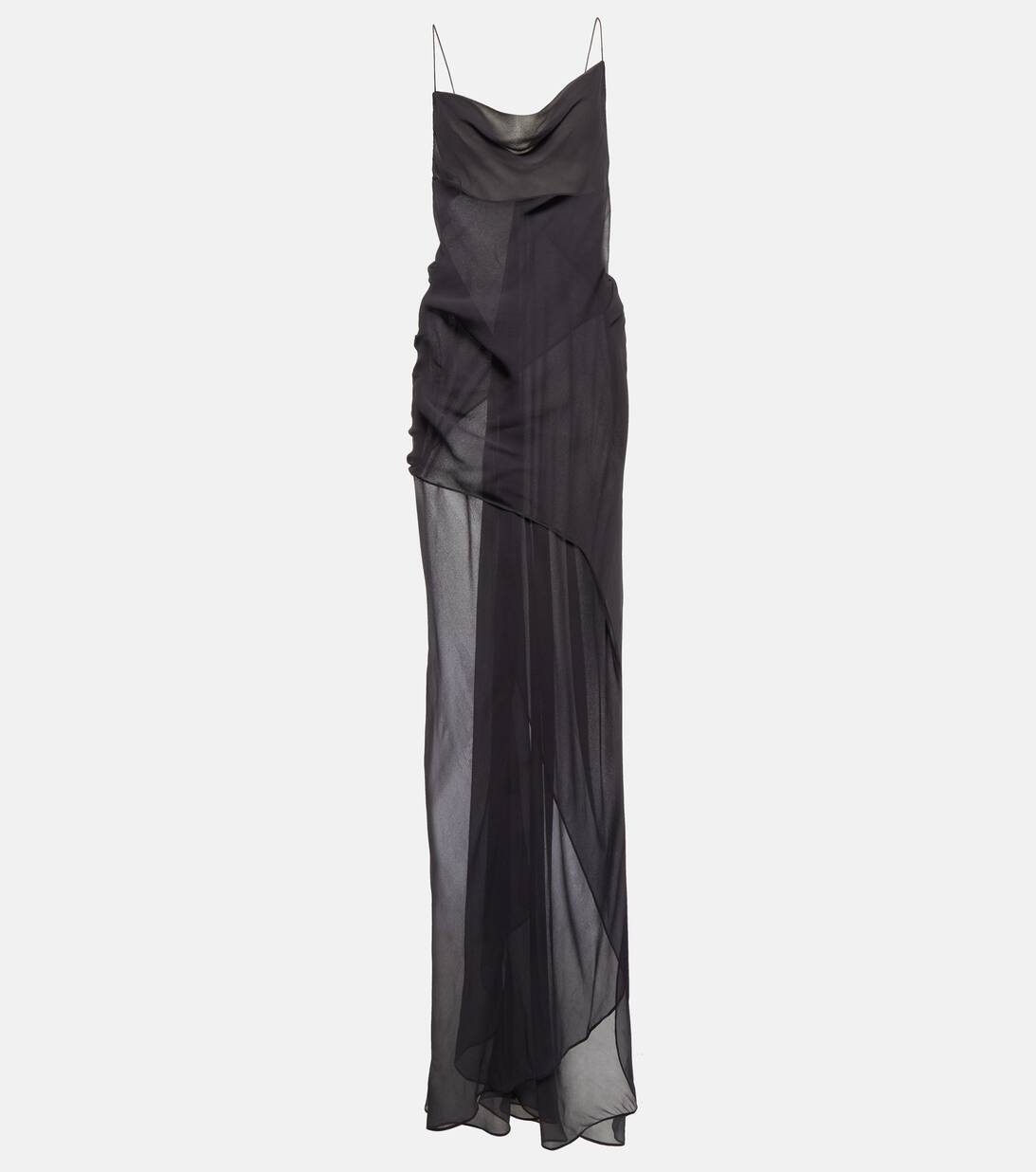 Sheer Silk Maxi Dress in Grey Christopher Esber Mytheresa