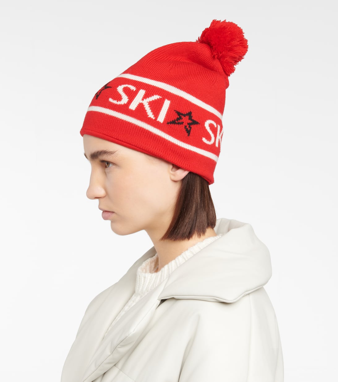 Wool Pom Pom Beanie in Red - Perfect Moment | Mytheresa