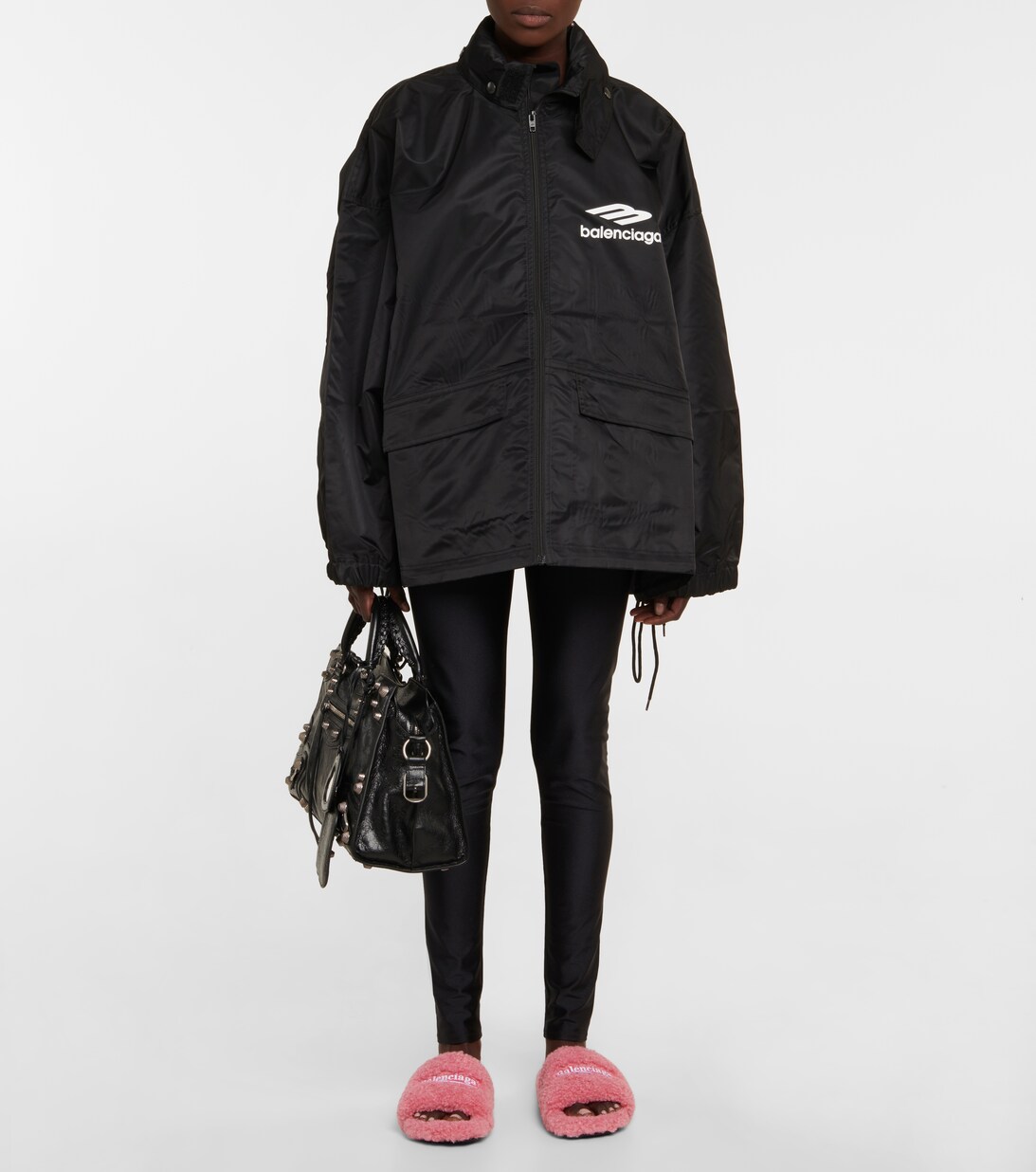 balenciaga fur slides pink