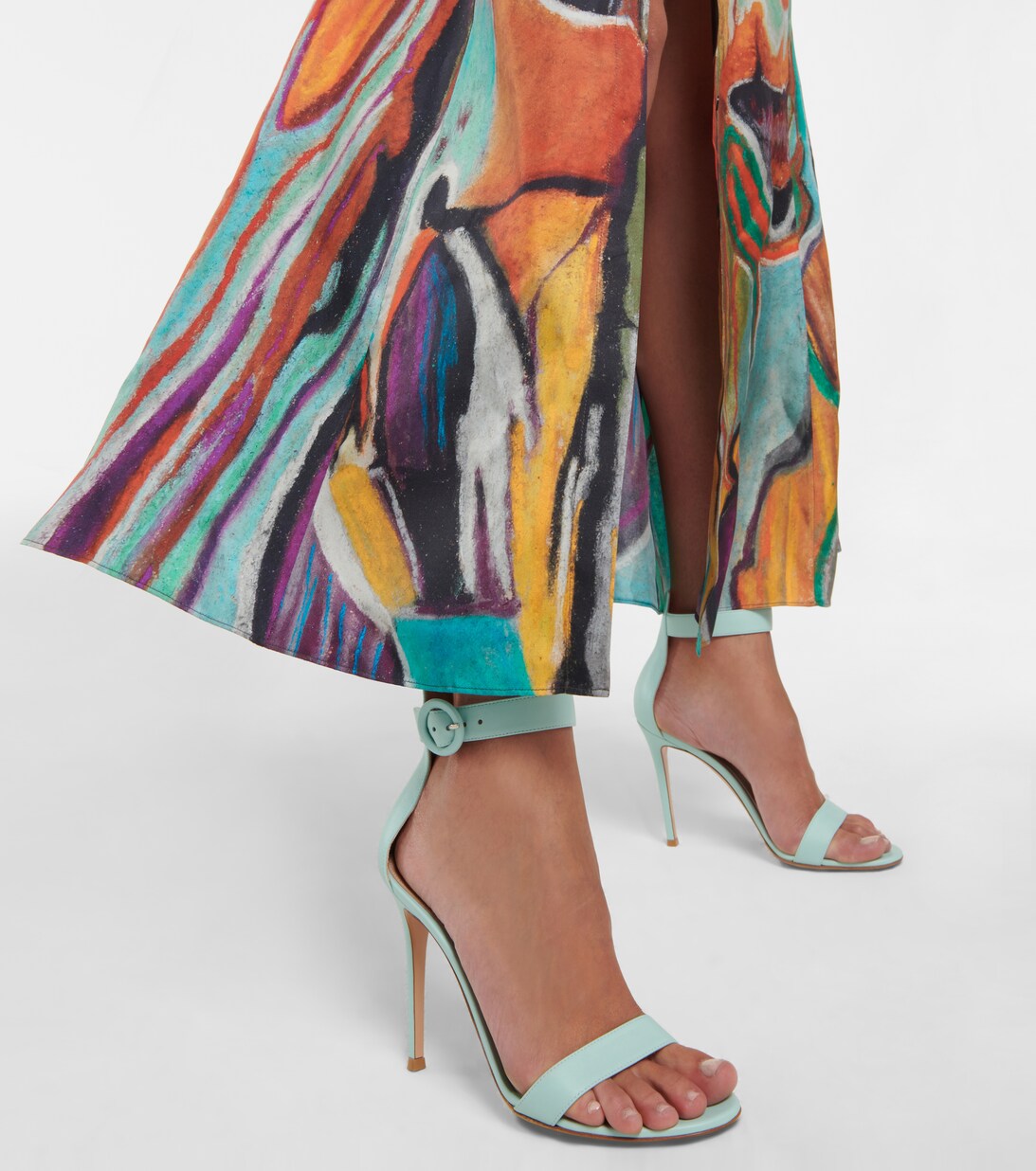 Portofino 105 Leather Sandals in Blue - Gianvito Rossi | Mytheresa
