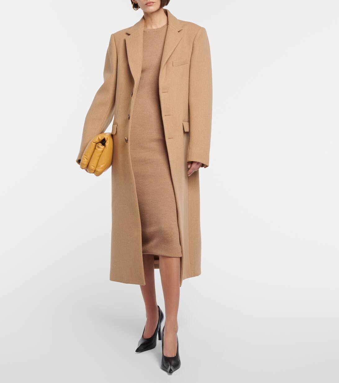 Ribbed Knit Midi Dress in Beige Wardrobe NYC Mytheresa