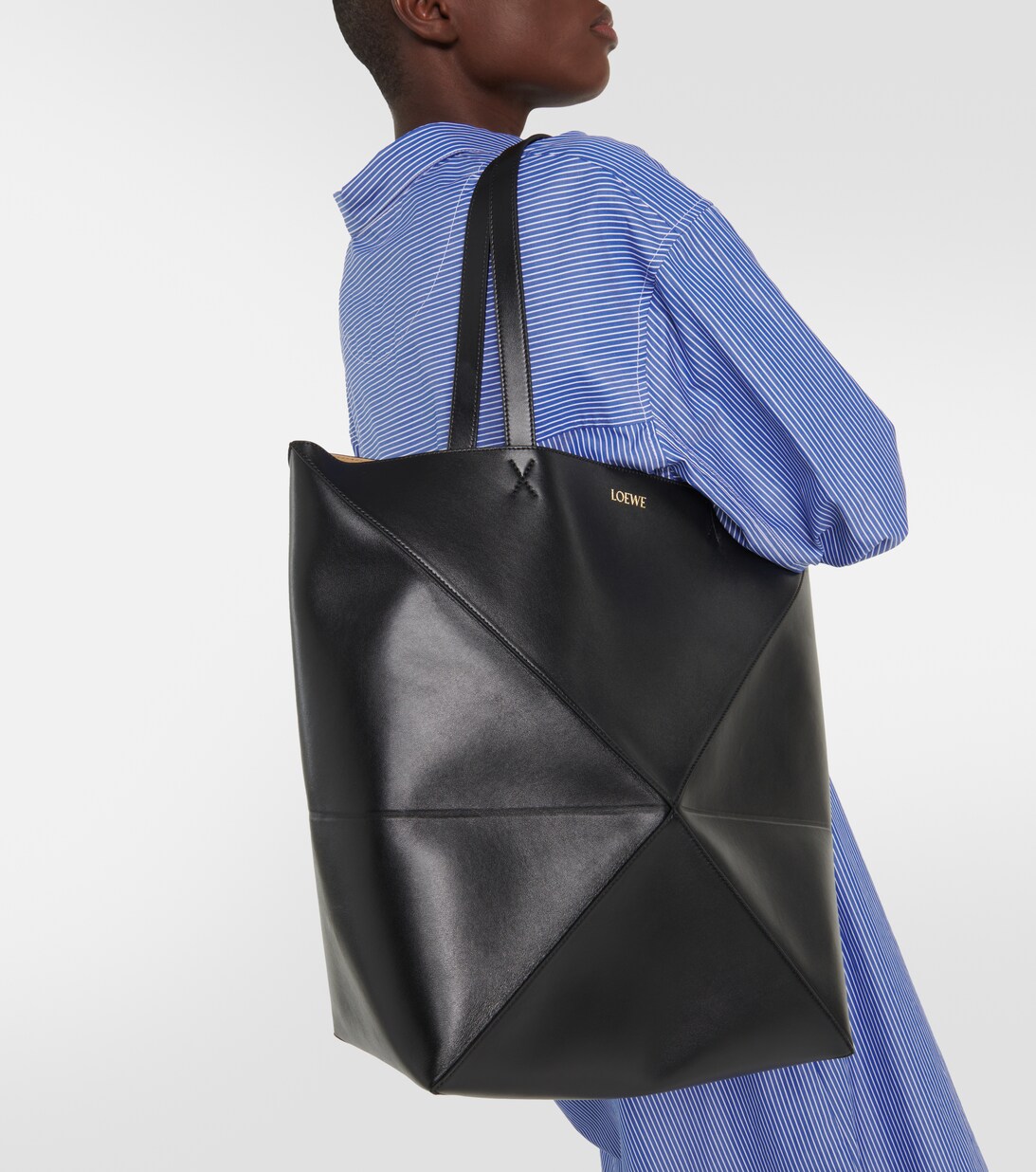 黑色的Puzzle Fold L号迷你皮革托特包 - Loewe | Mytheresa