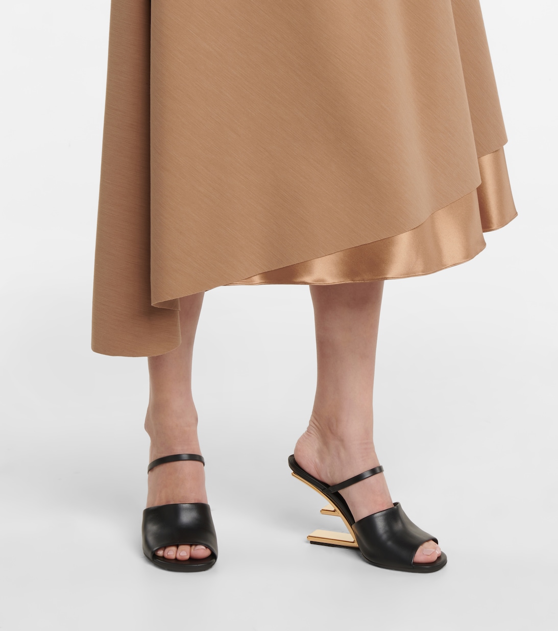 Fendi First 85 Leather Sandals in Black - Fendi | Mytheresa