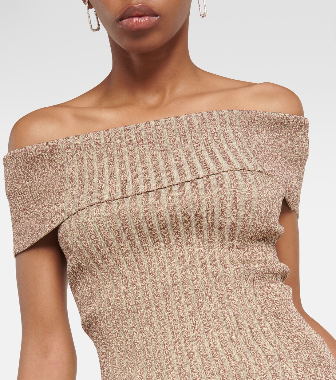 Mathilde Ribbed Knit Off Shoulder Top - Ruby main image 0