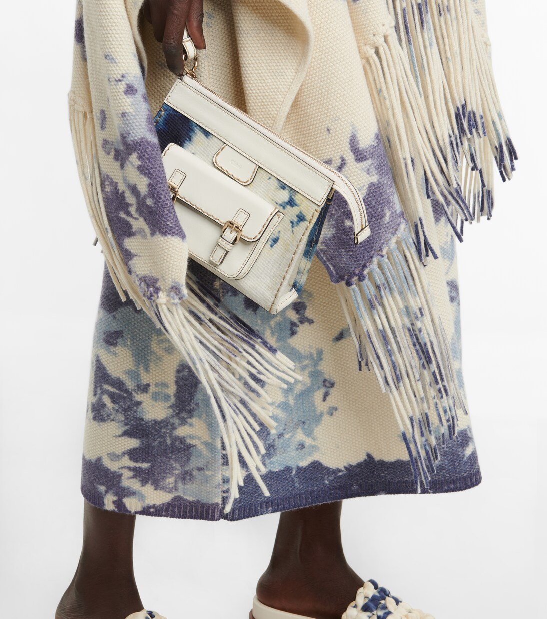 226219 Tie-Die Poncho with Tassels (Purple and Jade) main image 1