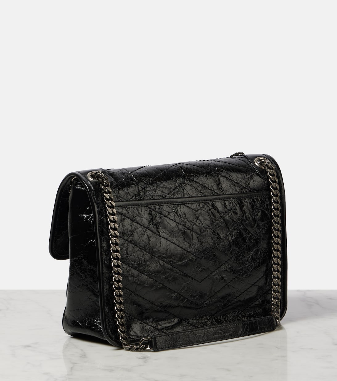 Medium Niki Leather Shoulder Bag in Black Saint Laurent Mytheresa