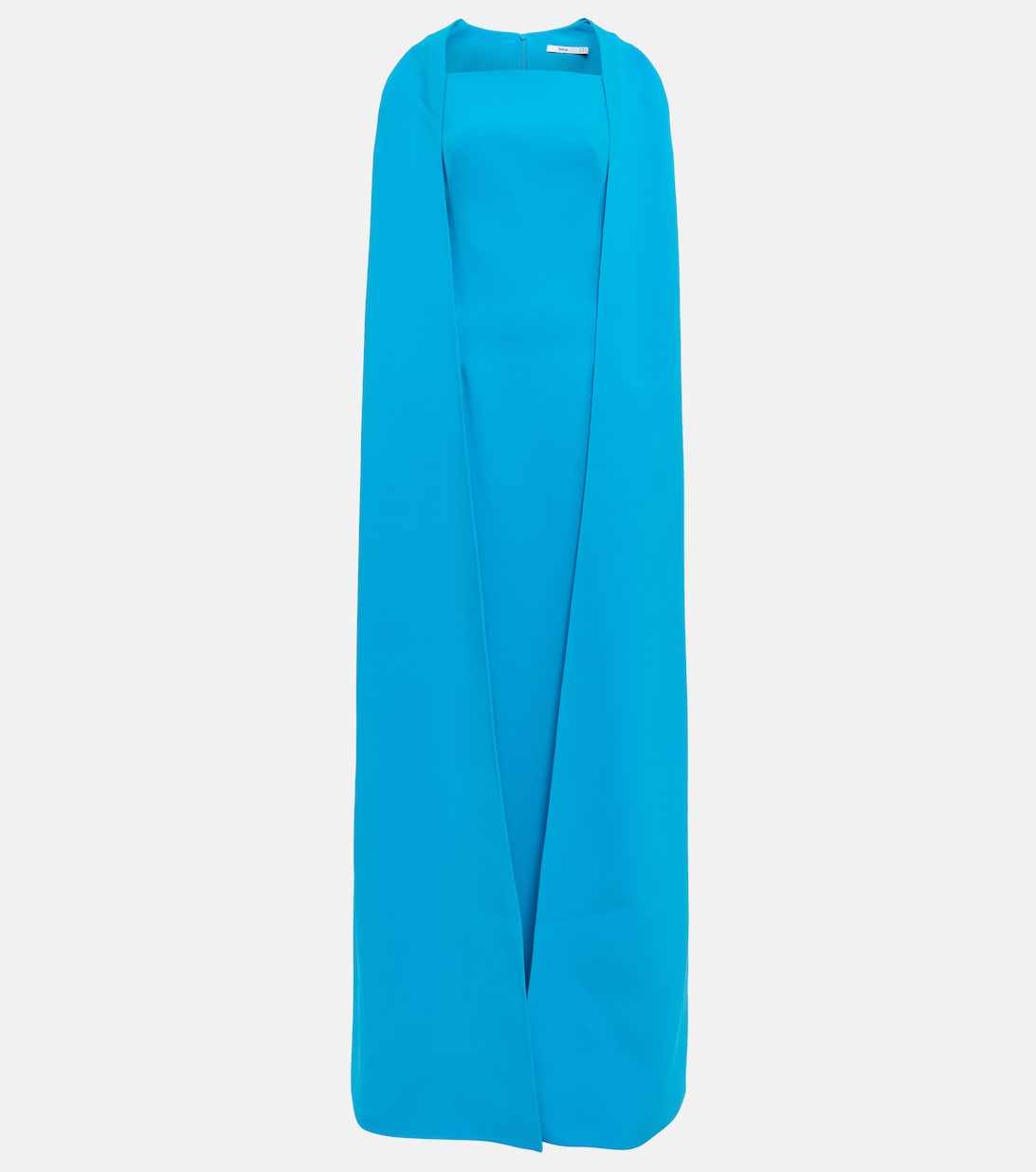 Blue Crepe Midi Day Dress Cape w/ sleeves