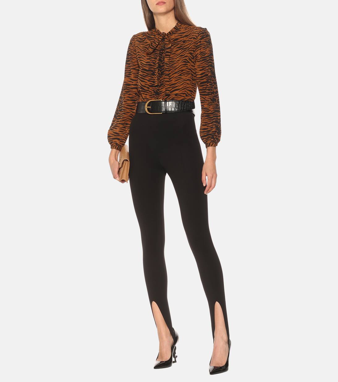Tiger Printed Silk Shirt in Orange Saint Laurent Mytheresa