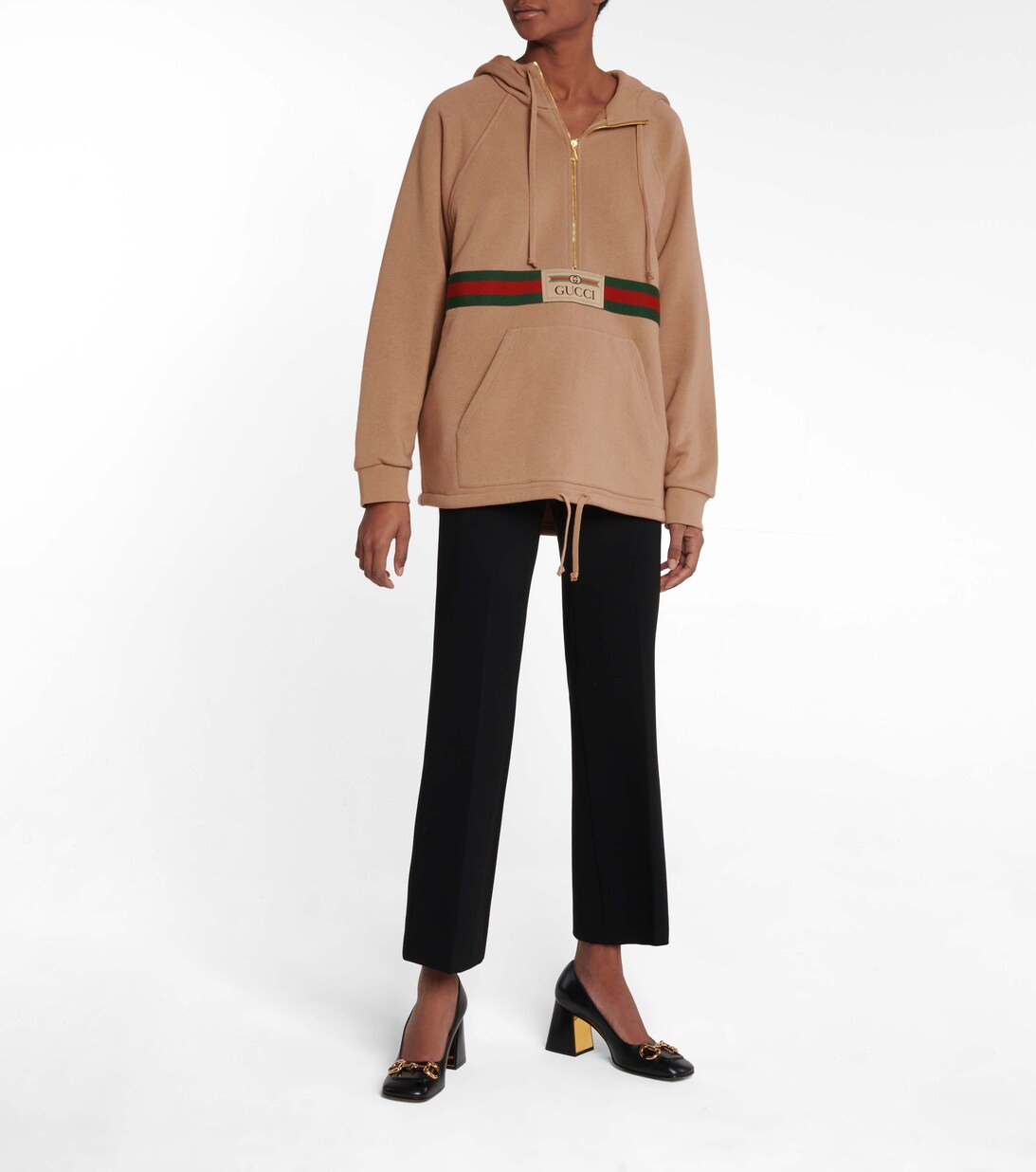 Logo Cotton Hoodie in Beige - Gucci | Mytheresa