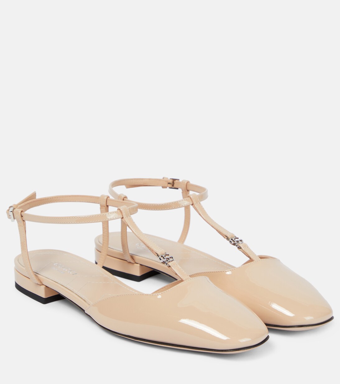 The Leather T-Strap Flat Navy
