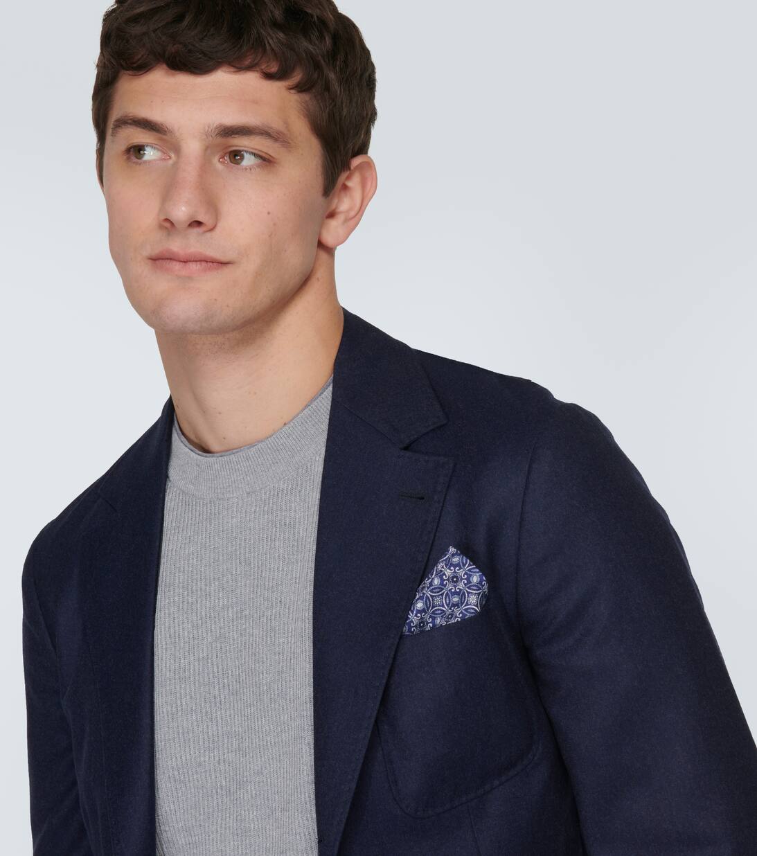 Printed Silk Pocket Square in Blue Brunello Cucinelli Mytheresa