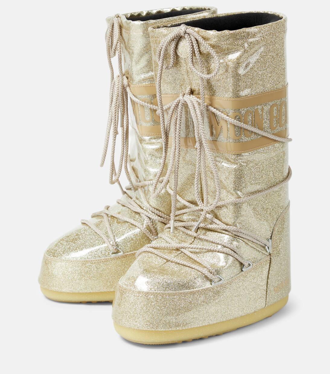 Icon Glitter Snow Boots in Gold Moon Boot Mytheresa