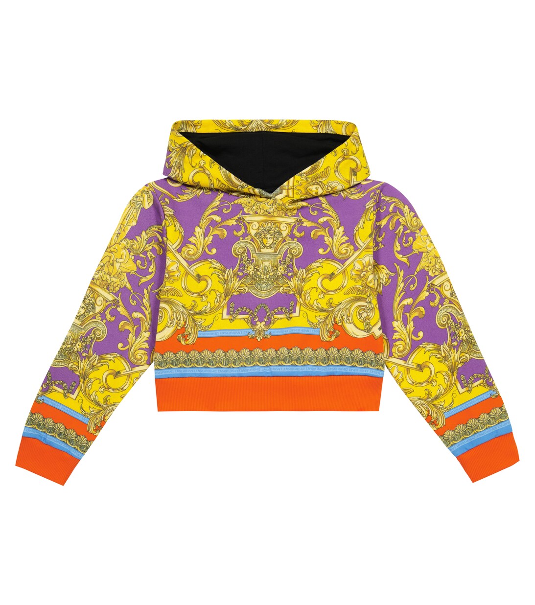 Barocco Printed Cotton Hoodie in Multicoloured - Versace Kids | Mytheresa