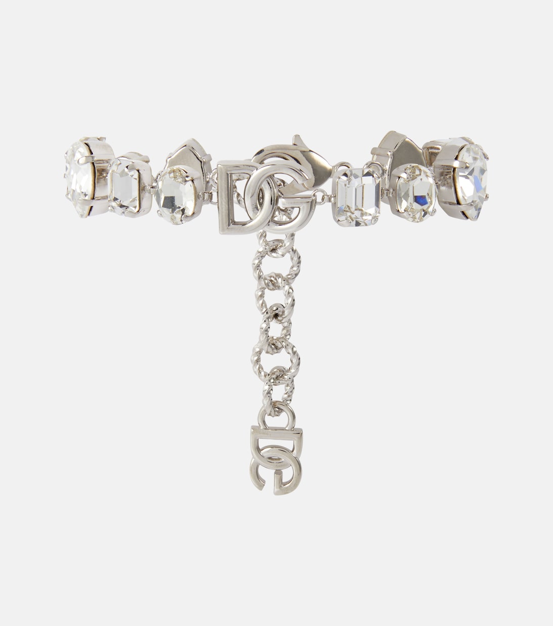 Dolce & Gabbana Silver Brass Crystal Spilla Serpente Brooch Pin