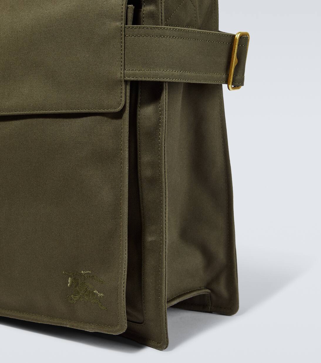 Canvas And Leather Trimmed Messenger Bag in Green Burberry Mytheresa