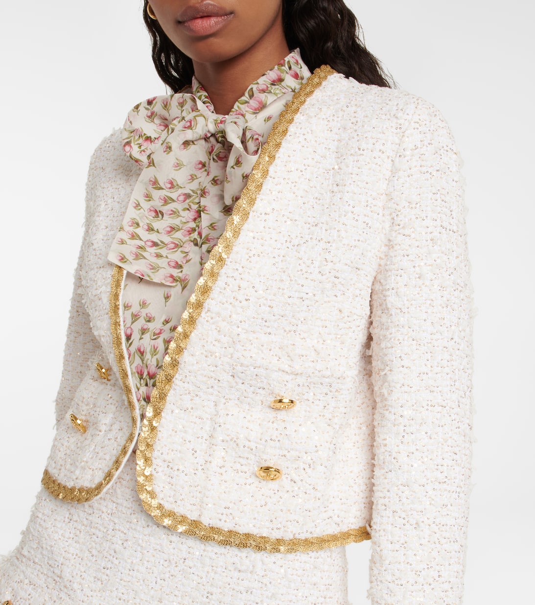 White boucle cropped jacket Clearance