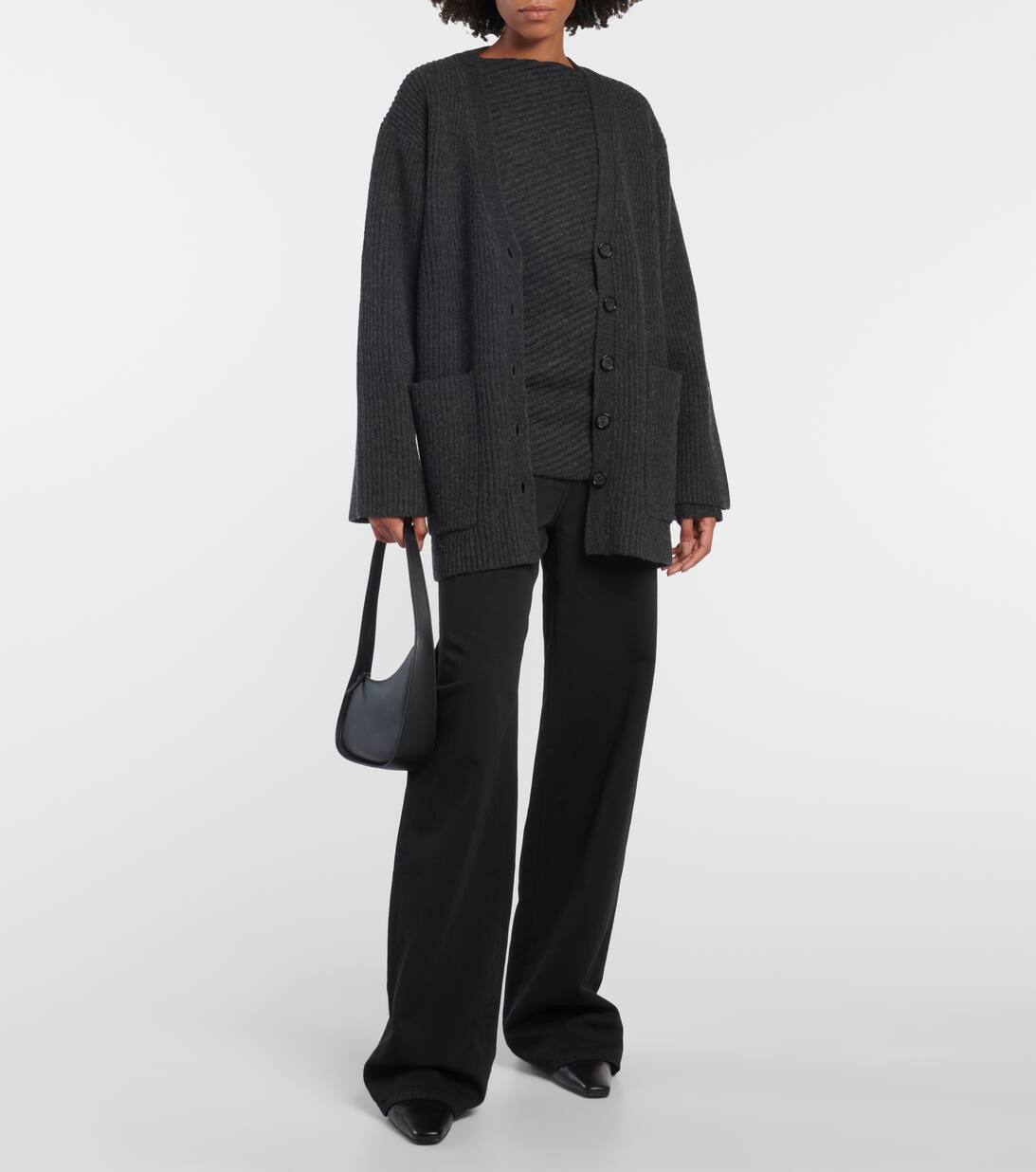 Twisted Rib Knit Wool Sweater in Grey Toteme Mytheresa