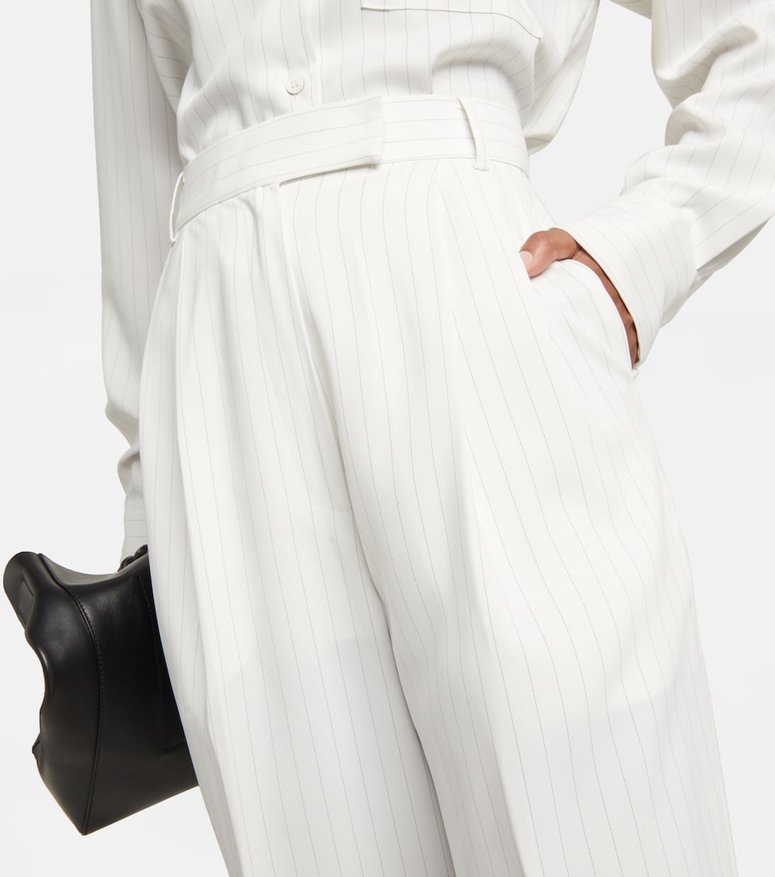 Bea Striped Straight Pants in White - The Frankie Shop | Mytheresa