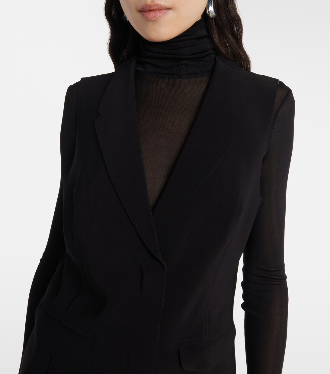 Norma Kamali Women’s Simple Vest – Slim Fit, Bonded Jersey, Notched Lapels For Layering Or Solo Wear - View #5