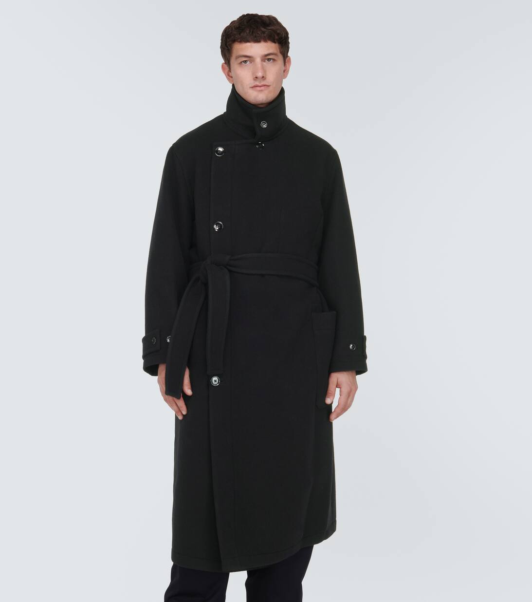 Double Sided Wool Coat in Black - Lemaire | Mytheresa