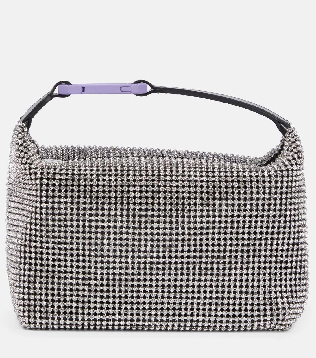 Moonbag Embellished Mesh Shoulder Bag in Silver Eera Mytheresa