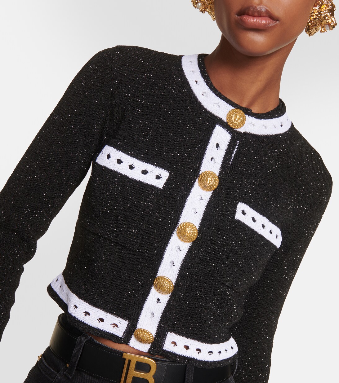 Embellished Knit Cardigan in Black - Balmain | Mytheresa