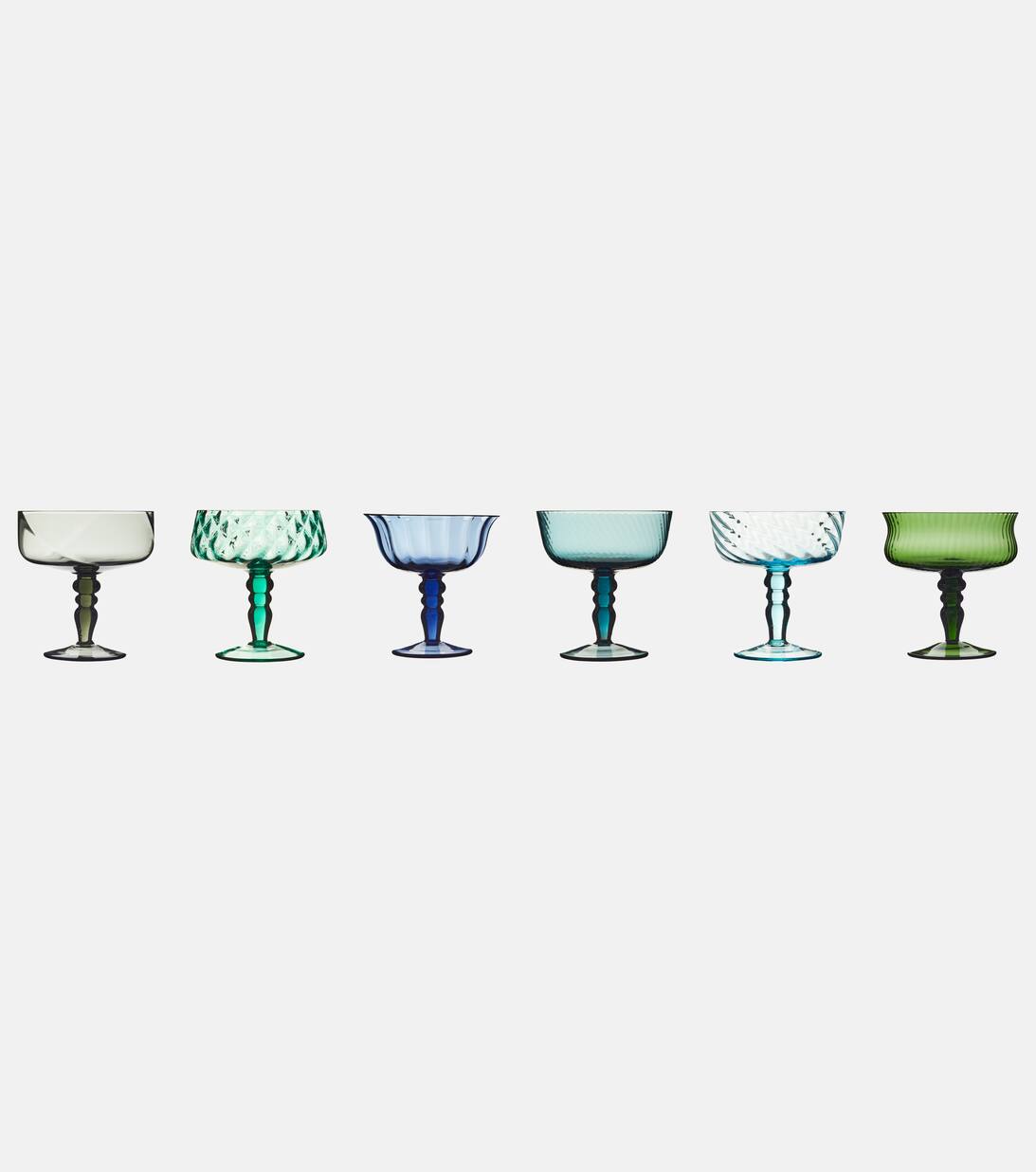 Diseguale Set Of 6 Champagne Coupe Glasses in Multicoloured Bitossi