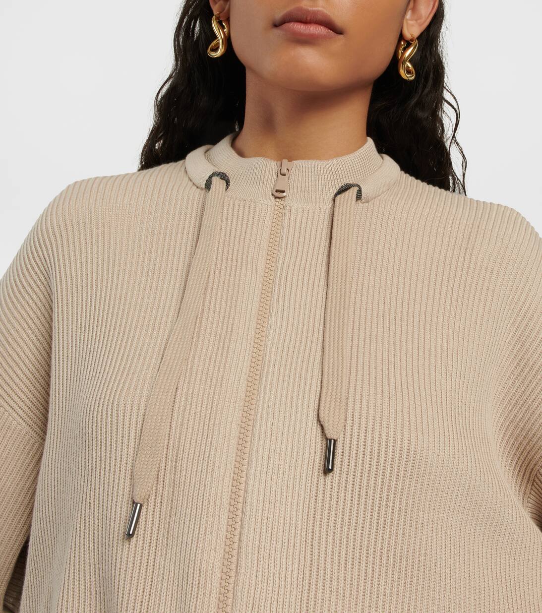 Zip Up Cotton Cardigan in Green Brunello Cucinelli Mytheresa