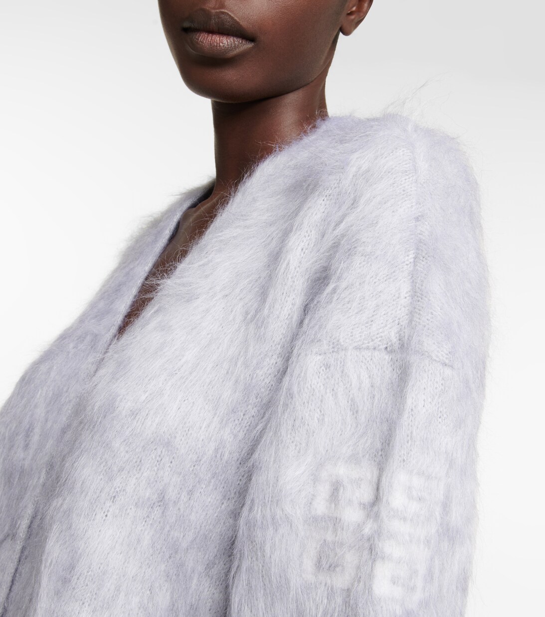 Striped Fuzzy Oversized Cardigan in Grey - Givenchy | Mytheresa