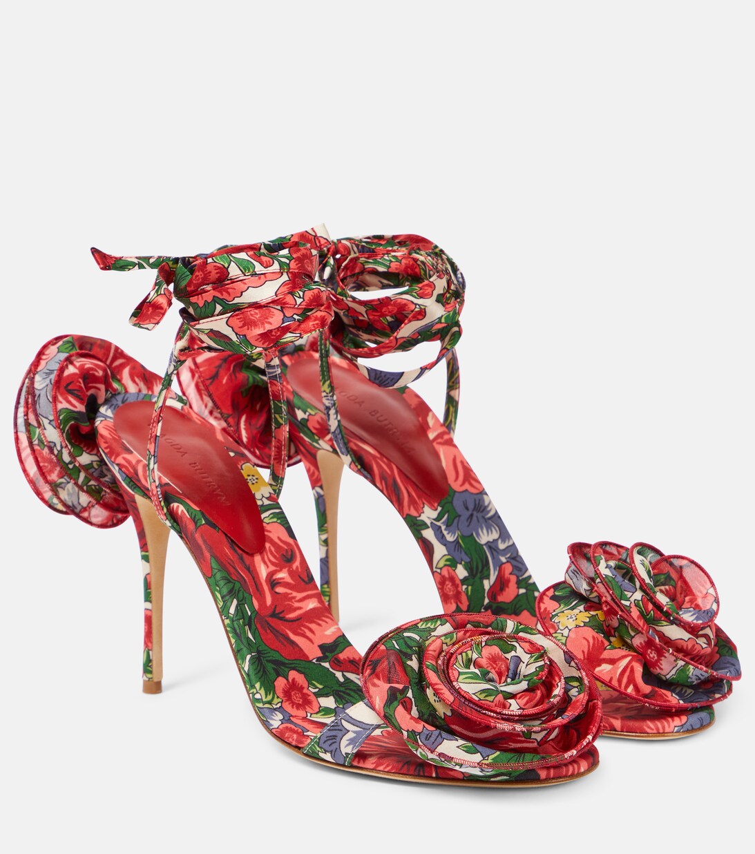 Sandales à Talons Hauts Rouges à Fleurs - Pointure 39.5 - Neuf Sans Emballage