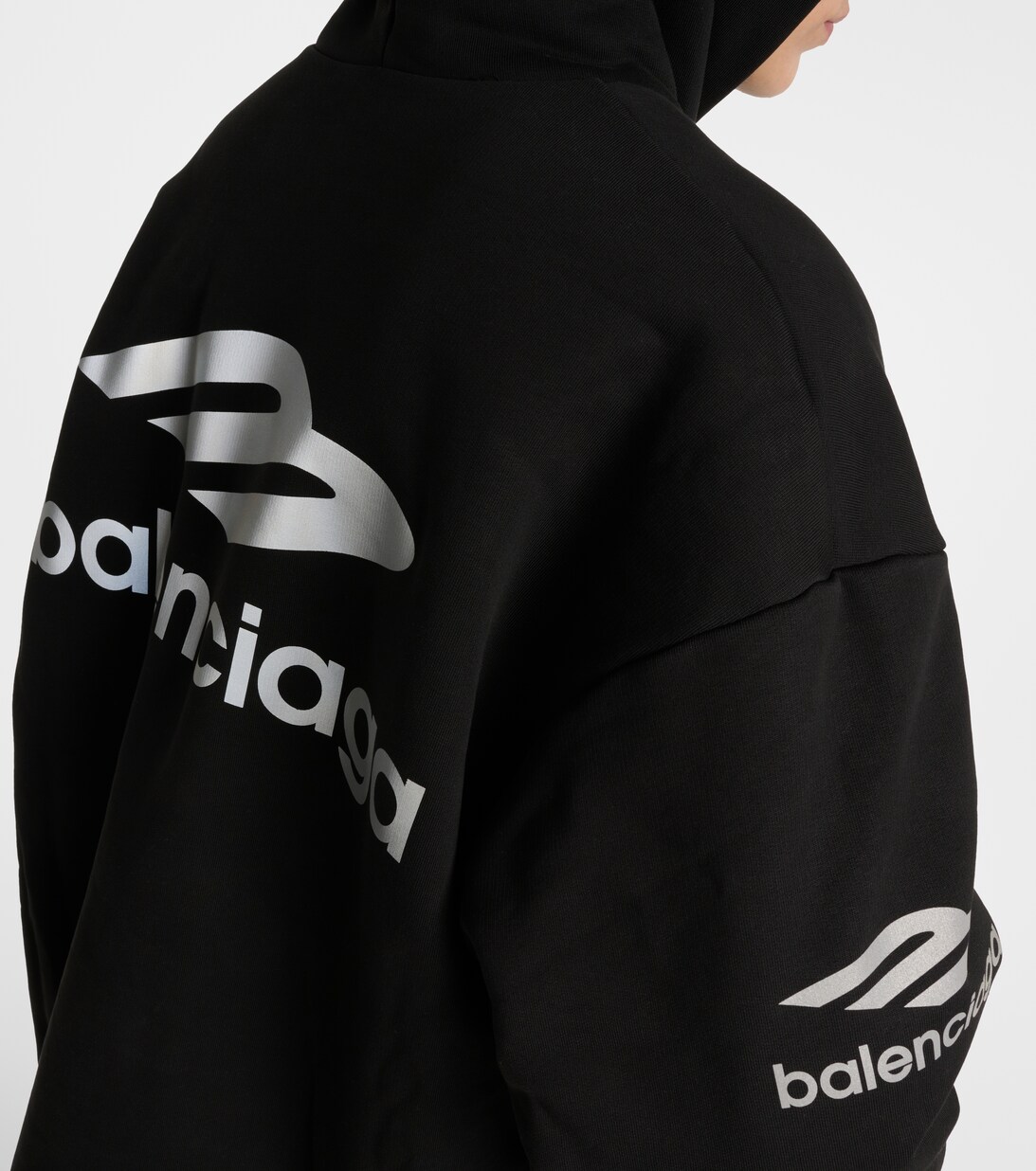 3 B Sports Icon Technical Hoodie in Black - Balenciaga | Mytheresa