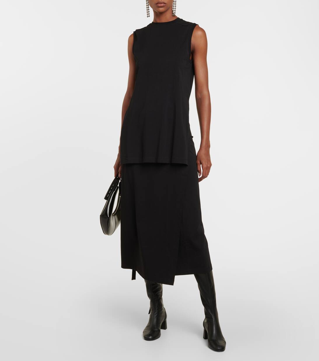 블랙 Saint Honore 50 레더 니하이 부츠 Aquazzura Mytheresa