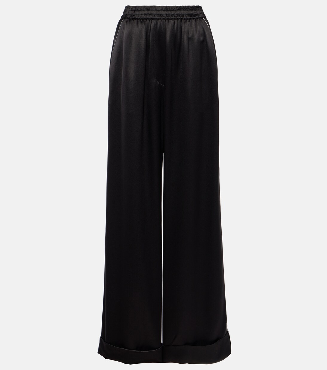 Dolce & Gabbana Black Cotton HighWaist Wide Leg Pants