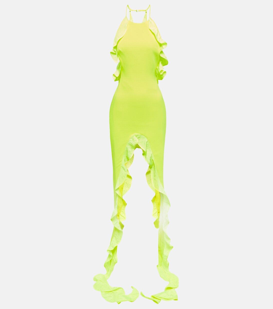 DAVID KOMA FRINGED ASYMMETRIC MIDI DRESS