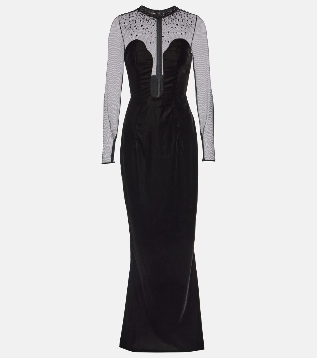 SMOOCHES HIGH-END SEXY LUXURY SLEEVELESS ELEGANT BLACK VELVET GOWN