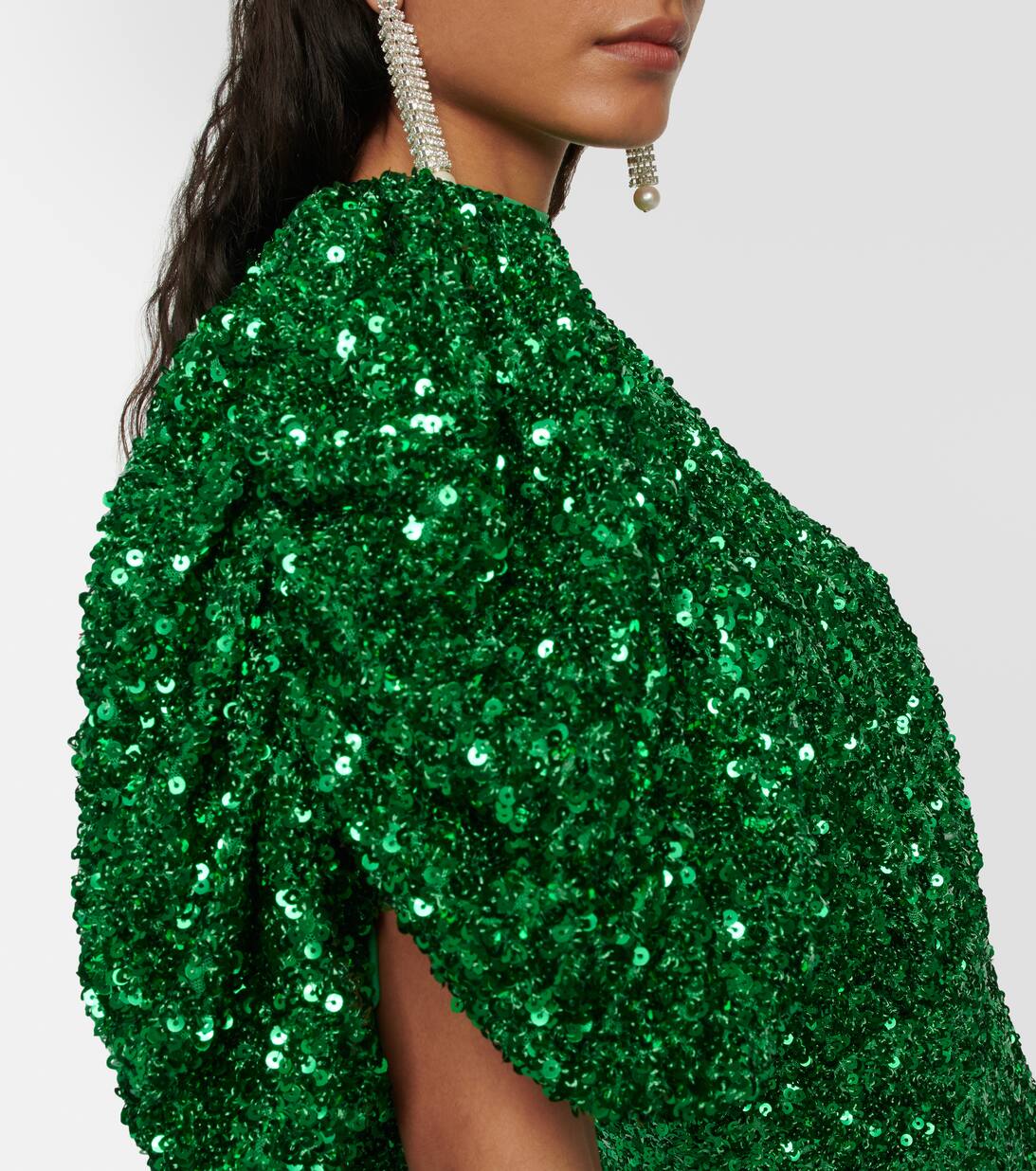 Embellished Puff Sleeve Maxi Dress in Green Rotate Birger Christensen