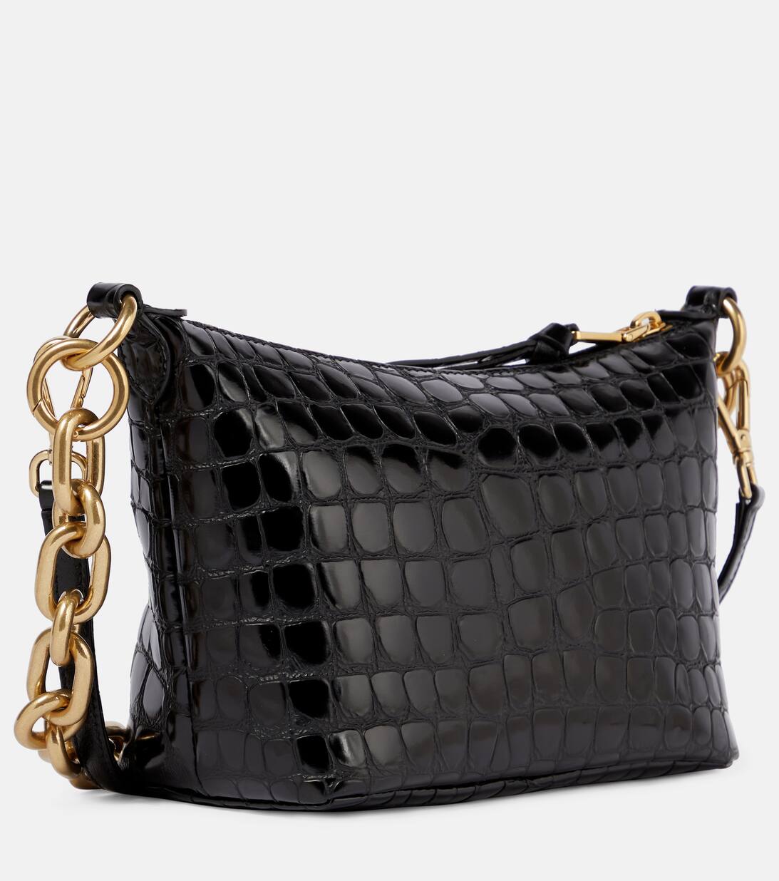 Croc Effect Leather Shoulder Bag in Black Miu Miu Mytheresa