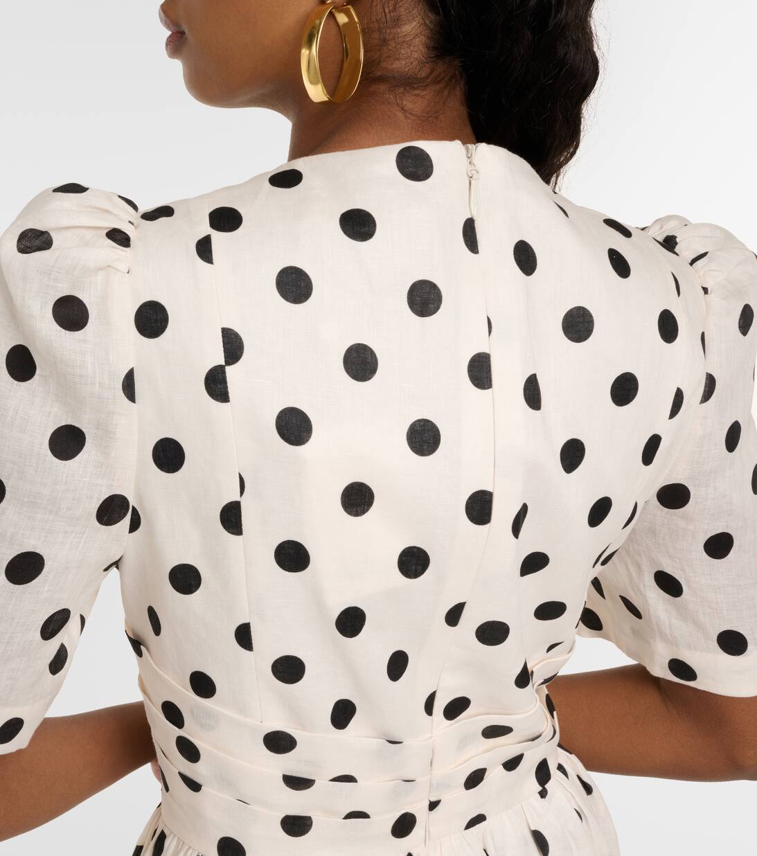 Polka Dot Linen Midi Dress in White Zimmermann Mytheresa