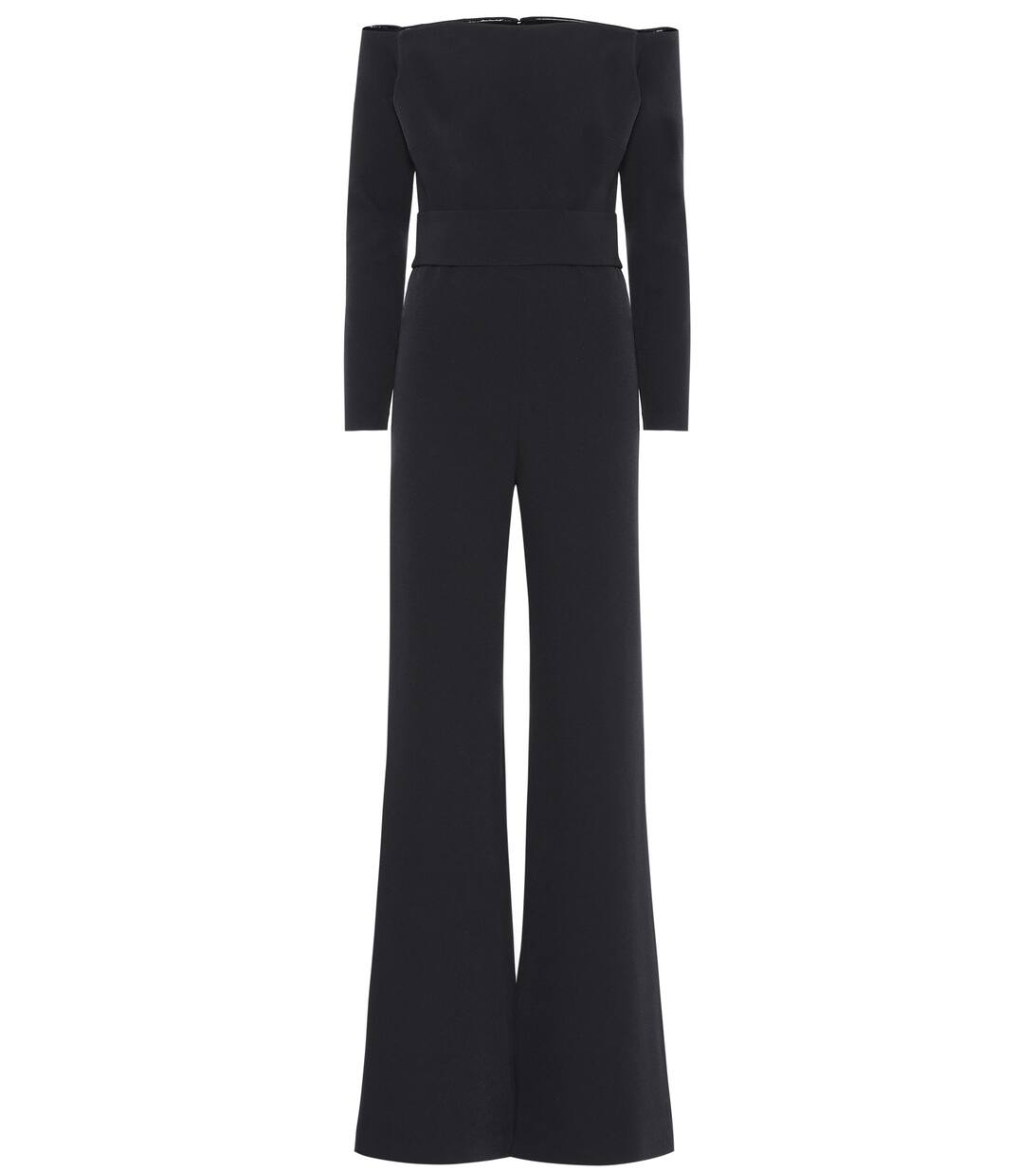 Off Shoulder Stretch Crepe Jumpsuit in Black Safiyaa Mytheresa