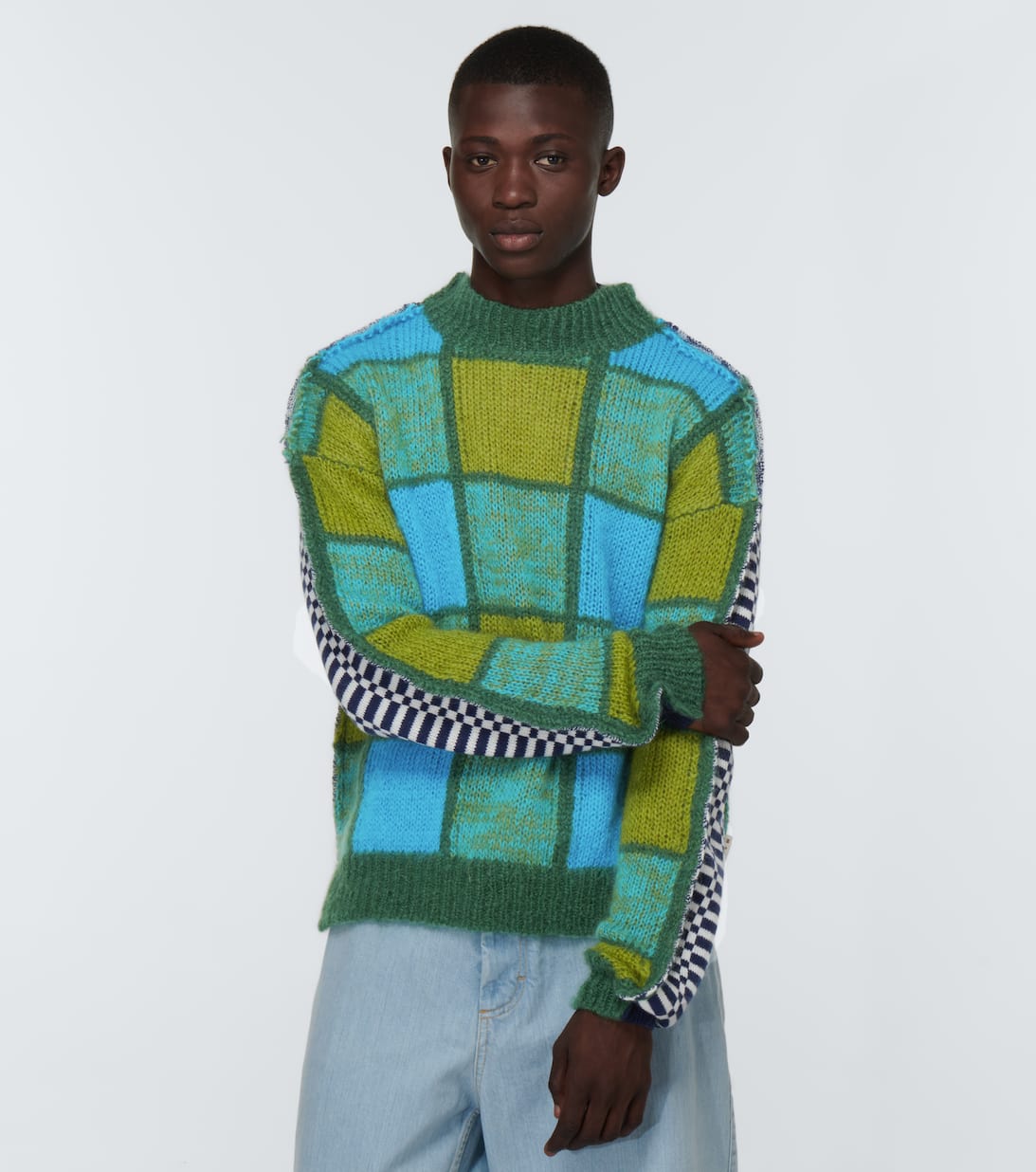 Checked Wool And Mohair Blend Sweater in Multicoloured - Marni 